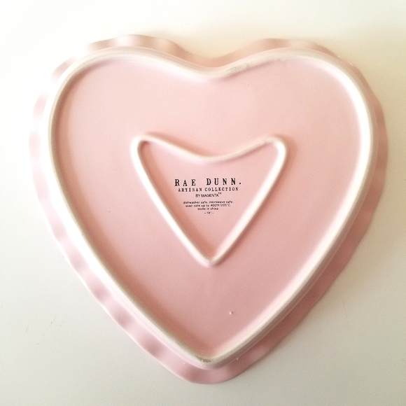 MAGENTA x Rae Dunn Pink Heart Ceramic Pie Pan Plate - Picture 5 of 6